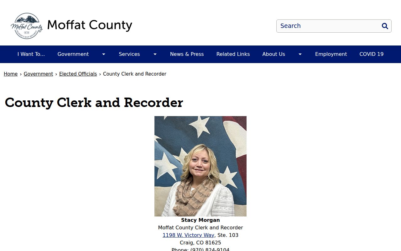 Moffat County Clerk of Court and County Clerk split clerk records page
