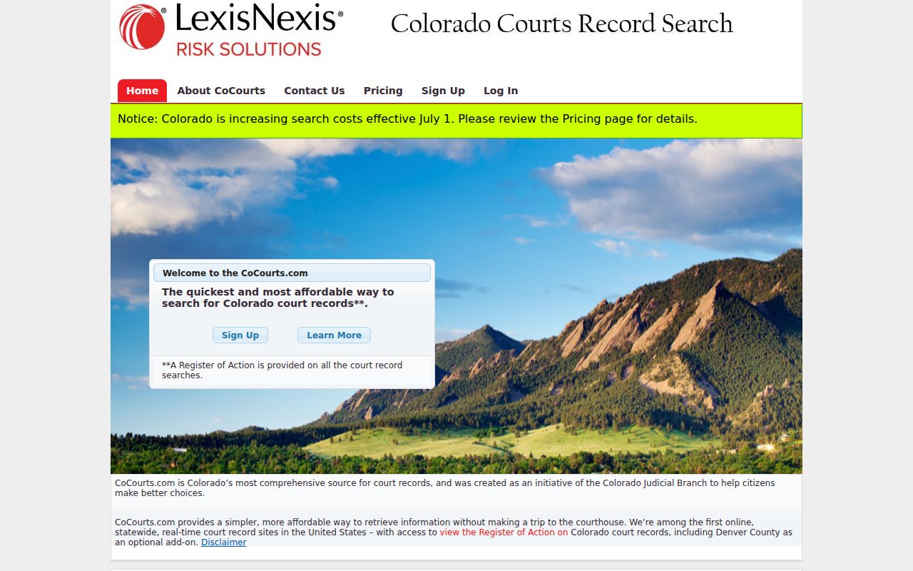 Moffat County court records CoCourts statewide search