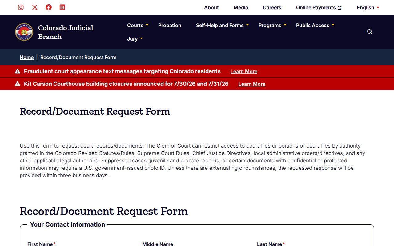 Moffat County court records state court record request form