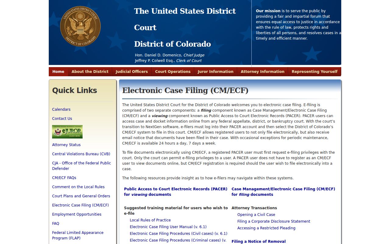 Moffat County District Court federal CM ECF context