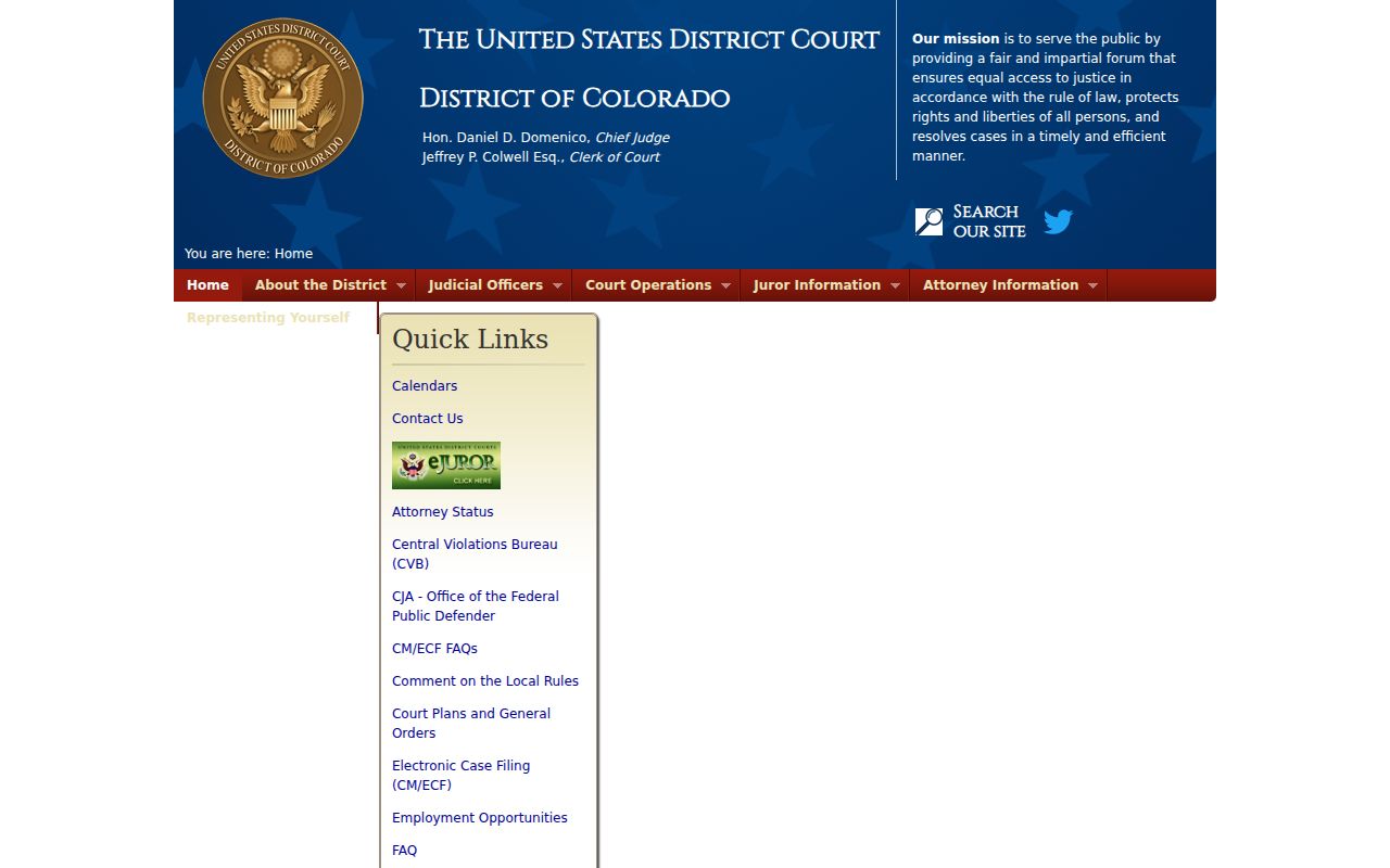 Moffat County District Court federal context District of Colorado homepage